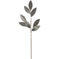 Northlight 28" Gray Glitter Textured Leaves Christmas Spray -Northlight GUEST 02121125 8708 47bd a80f 165a6d16e545