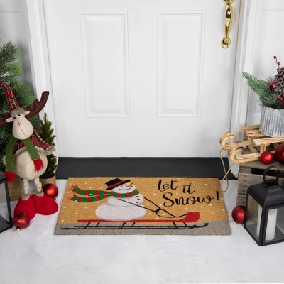 Northlight Brown And White Snowman Let It Snow Rectangular Coir Christmas Doormat 18" X 30" 3 Northlight Brown And White Snowman Let It Snow Rectangular Coir Christmas Doormat 18" X 30"