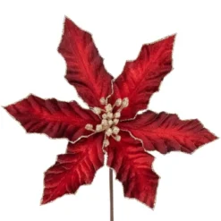 Northlight 8" Glittered Burgundy Velvet Poinsettia Floral Christmas Pick Spray -Northlight GUEST 02e41c9d a855 49ee a9d3 ea3bbf4576df