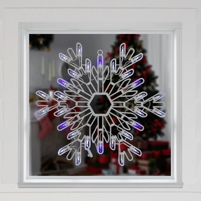Northlight LED Lighted Snowflake Christmas Window Silhouette - 15" - Pure White And Blue 4 Northlight LED Lighted Snowflake Christmas Window Silhouette - 15" - Pure White And Blue - Image 2