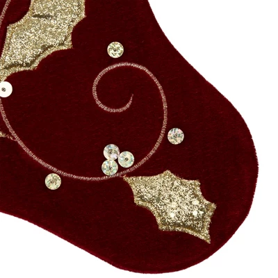 Northlight 20.5-Inch Velvet Gold And Maroon Etched Cuff Christmas Stocking 6 Northlight 20.5-Inch Velvet Gold And Maroon Etched Cuff Christmas Stocking - Image 4
