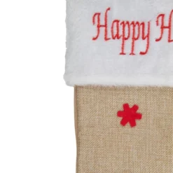 Northlight 19" Beige And Red Burlap "Happy Holidays" Forest Trees Christmas Stocking -Northlight GUEST 0afc62ac 8393 4a8f 8be5 b77fc224c33f