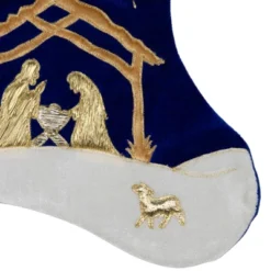 Northlight 20.5" Blue And Gold Nativity Scene Christmas Stocking With Gold Cuff -Northlight GUEST 0eba6e3d 5a43 4f10 91ca 296b6efc35e4
