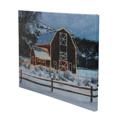 Northlight LED Fiber Optic Snowy Red Barn Christmas Canvas Wall Art 15.75" X 12" 3 Northlight LED Fiber Optic Snowy Red Barn Christmas Canvas Wall Art 15.75" X 12"