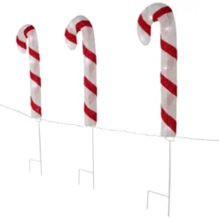 Northlight Lighted Candy Cane Christmas Pathway Lawn Stakes - 20" - Set Of 3 -Northlight GUEST 13463ecc b1b7 4f39 992a 44536fbd578e