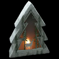 Northlight LED Lighted Tree With Reindeer In The Woods Scene Christmas Decoration - 13.5"