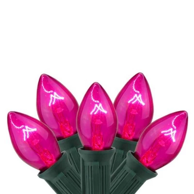 Northlight Transparent C9 Christmas String Lights - Pink - 24' Green Wire - 25ct 4 Northlight Transparent C9 Christmas String Lights - Pink - 24' Green Wire - 25ct - Image 2