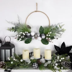 Northlight Real Touch™️ Winter Greenery With Pinecones Artificial Christmas Wreath - 18" - Unlit
