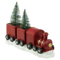 Northlight LED Lighted Frosted Trees In Train Christmas Decoration - 12" - Red And Gold -Northlight GUEST 1bc2e6c0 1221 4469 9e4b 682b4257568c