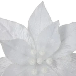 Northlight 24" White Glittered Poinsettia Christmas Stem Spray -Northlight GUEST 1e837523 e0c1 4a1d a047 7a57aefcf3d5