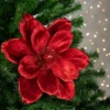 Northlight 20" Glittered Red Velvet Magnolia Christmas Stem Spray -Northlight GUEST 21031cb8 a298 4faf ad92 e5553a92210b