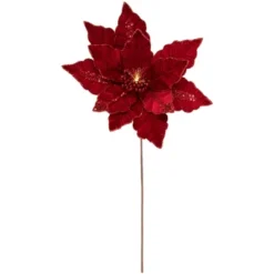 Northlight 20" Lighted Red Velvet Poinsettia Christmas Stem Spray -Northlight GUEST 2120f529 9083 4b33 85e4 0945eb87b54b