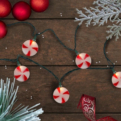 Northlight 10-Count Peppermint Shaped Christmas Light Set, 6ft Green Wire 3 Northlight 10-Count Peppermint Shaped Christmas Light Set, 6ft Green Wire