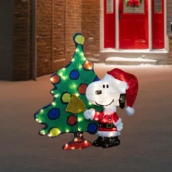 Northlight 32" LED Lighted Peanuts Snoopy And Christmas Tree Outdoor Decoration - Clear Lights