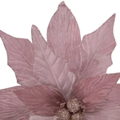 Northlight 24" Glittered Pink Poinsettia Christmas Stem Spray -Northlight GUEST 2b84d162 a783 4844 a646 891c708d702c