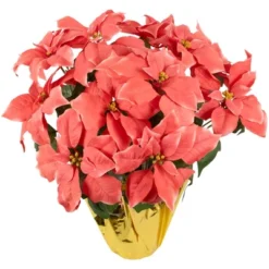 Northlight 20" Dark Pink Artificial Christmas Poinsettia With Gold Wrapped Base -Northlight GUEST 342355b9 6f8c 43a3 9692 e41fe2676709
