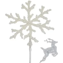Northlight 28.5" Glittered White Snowflake And Reindeer Christmas Spray -Northlight GUEST 34ab96ed 68a8 4ee2 b6d9 7aeeca62316a