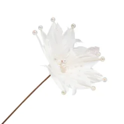 Northlight Beaded Feather Poinsettia Artificial Christmas Pick - 13.75" - White -Northlight GUEST 35cc1561 cdc1 4848 9d23 0447c594ffae