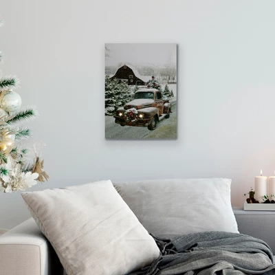 Northlight LED Lighted Fiber Optic Truck With Tree Christmas Canvas Wall Art 15.75" X 11.75" 3 Northlight LED Lighted Fiber Optic Truck With Tree Christmas Canvas Wall Art 15.75" X 11.75"