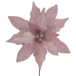 Northlight 24" Glittered Pink Poinsettia Christmas Stem Spray -Northlight GUEST 3a60a47f 5de1 4f33 b45d 356dc8b9e57c