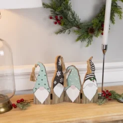 Northlight Wooden Gnomes Hinged Christmas Decoration - 10.75"