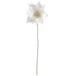 Northlight Beaded Feather Poinsettia Artificial Christmas Pick - 13.75" - White -Northlight GUEST 45a759c4 e92f 4b4a bd96 2e1386e8f97f