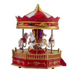 Northlight 9.25" LED Lighted Animated And Musical Carousel Christmas Village Display Piece -Northlight GUEST 46079143 9aa8 4b2a 9456 b72caabc6c8a