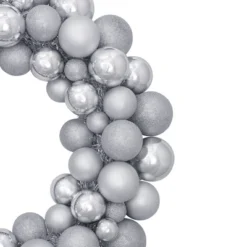 Northlight Silver 3-Finish Shatterproof Ball Ornament Christmas Wreath, 36-Inch -Northlight GUEST 4693cda0 e67c 4db5 b386 8eed6ff9e971