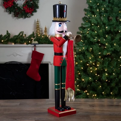 Northlight 36" Red And Green Christmas Nutcracker Soldier With Horn 3 Northlight 36" Red And Green Christmas Nutcracker Soldier With Horn