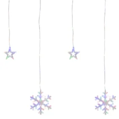 Northlight LED Star And Snowflake Curtain Christmas Lights - Multicolor - 4.75' Clear Wire - 250ct
