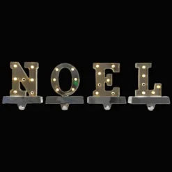 Northlight LED Lighted "NOEL" Christmas Stocking Holder - 6.5" - Gold And Silver - Set Of 4 -Northlight GUEST 4a862171 4909 40f7 b485 c7279aac2e49