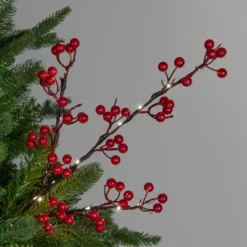 Northlight Lighted Berries Christmas Spray - 29" - Warm White