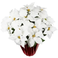 Northlight 26" White Artificial Christmas Poinsettia In Red Wrapped Base -Northlight GUEST 4e9b6292 e847 469a b800 e0c59e7063d2