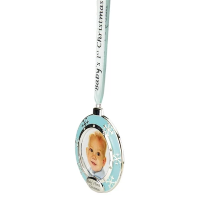 Northlight 3" Blue Silver-Plated Baby's First Christmas Ornament With European Crystals 4 Northlight 3" Blue Silver-Plated Baby's First Christmas Ornament With European Crystals - Image 2