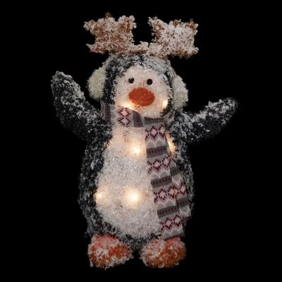 Northlight 22" Lighted Snowy Penguin In Antler Hat Outdoor Christmas Decoration 4 Northlight 22" Lighted Snowy Penguin In Antler Hat Outdoor Christmas Decoration - Image 2
