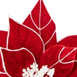 Northlight 20" Red And White Velvet Glittered Poinsettia Christmas Stem Spray -Northlight GUEST 5154e037 e5ee 491e bb97 39d583d0d168