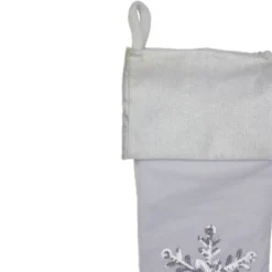 Northlight 20" White Christmas Stocking With Silver Sequin Snowflake -Northlight GUEST 550673d4 db03 4d4d 8c38 374745f8c18e