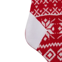 Northlight 21.5" Red And White Knitted Snowflake Christmas Stocking With Fleece Cuff -Northlight GUEST 556e4d56 1a72 4b10 a648 97666fa69b14