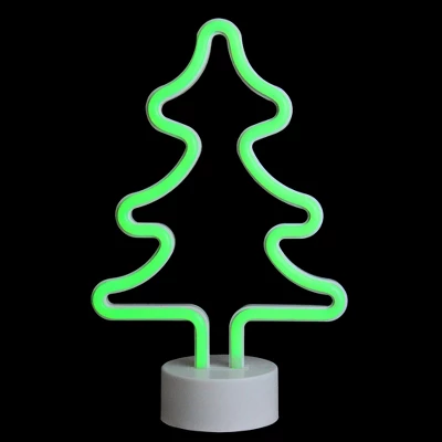 Northlight 11" Battery Operated Neon Style LED Christmas Tree Table Light - Green 3 Northlight 11" Battery Operated Neon Style LED Christmas Tree Table Light - Green