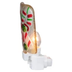 Northlight 6" White And Red Candy Canes Glass Christmas Night Light