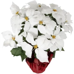 Northlight 22" White Artificial Christmas Poinsettia Flowers With Red Wrapped Base 9 Northlight 22" White Artificial Christmas Poinsettia Flowers With Red Wrapped Base -Northlight GUEST 5c84ffa6 5e85 4e74 aa26 6d246ab6dfc7