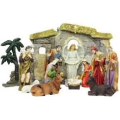 Northlight 13-Piece Gray Traditional Religious Christmas Nativity Figurine With Stable 23.25" -Northlight GUEST 5e72fd9e bbdb 44c4 9341 fad89a1751cd