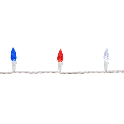 Northlight Patriotic LED C6 Faceted Christmas Lights - Red, White And Blue - 16.5' White Wire - 50ct 5 Northlight Patriotic LED C6 Faceted Christmas Lights - Red, White And Blue - 16.5' White Wire - 50ct - Image 3