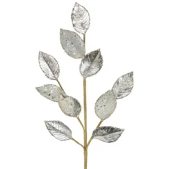Northlight 28" Platinum Silver And Icy Glitter Leaves Christmas Spray -Northlight GUEST 68d64ef7 f383 48fc a66b c0d7ba437c48