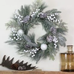 Northlight Frosted Mixed Pine And Pine Cone Artificial Christmas Wreath, 24-inch, Unlit -Northlight GUEST 69ae29b7 53ae 47e6 b3f2 942c4ad9c428