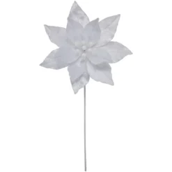 Northlight 24" White Glittered Poinsettia Christmas Stem Spray -Northlight GUEST 6b27e0fc dd31 4b74 99eb 91b42bf9bb62