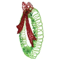 Northlight 20" Green And Red Lighted Wreath And Bow Christmas Window Silhouette Decoration -Northlight GUEST 6e82ca6e ea43 494c af62 950fa6dff6a6
