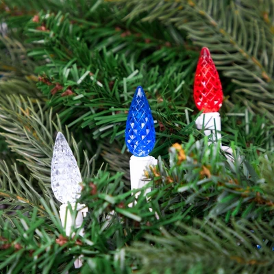 Northlight Patriotic LED C6 Faceted Christmas Lights - Red, White And Blue - 16.5' White Wire - 50ct 4 Northlight Patriotic LED C6 Faceted Christmas Lights - Red, White And Blue - 16.5' White Wire - 50ct - Image 2