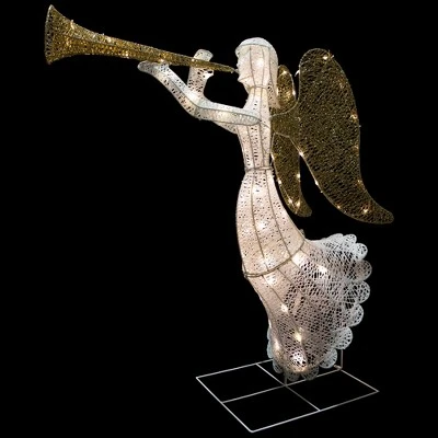 Northlight 48" LED Lighted Gold And Silver Trumpeting Angel Outdoor Christmas Outdoor Decoration 8 Northlight 48" LED Lighted Gold And Silver Trumpeting Angel Outdoor Christmas Outdoor Decoration - Image 6