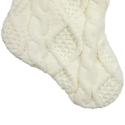 Northlight Cable Knit Christmas Stocking With Faux Fur Cuff - 20.5" - Cream And White 5 Northlight Cable Knit Christmas Stocking With Faux Fur Cuff - 20.5" - Cream And White - Image 3